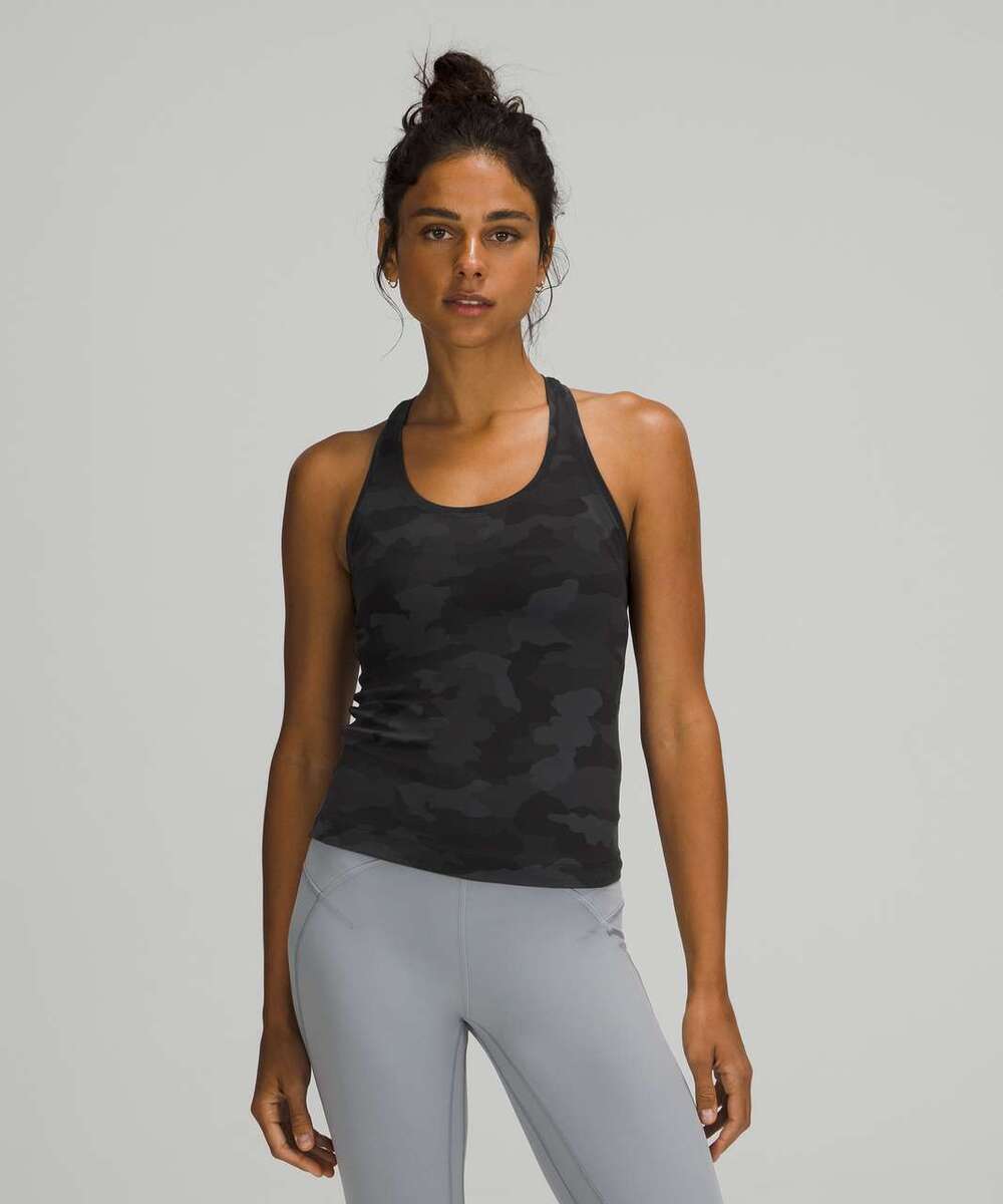 Lululemon Cool Racerback Tank Top in Dark Gray Camo size 4